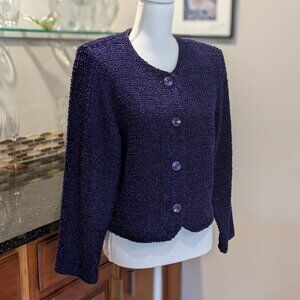 Vintage Plum Purple Velvet Bolero Jacket Shrug Short Cardigan Size M